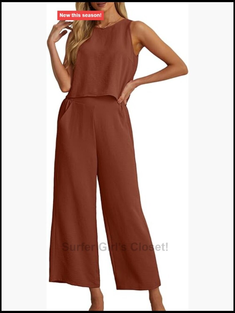 Summer 2 Piece Outfit Set Crop Top Wide Leg Pants